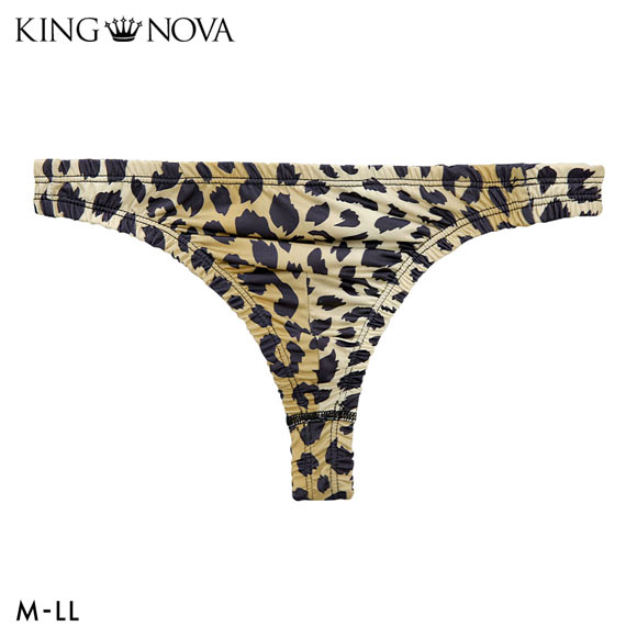 キングノバ ヒョウ Tバック ビキニ パンツ メンズ 前とじ M L LL ストレッチ プリント 大きいサイズ KING NOVA