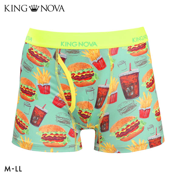 キングノバ ファストフード柄 ボクサーパンツ メンズ 前あき M L LL ストレッチ プリント 大きいサイズ 贈り物 ギフト KING NOVA