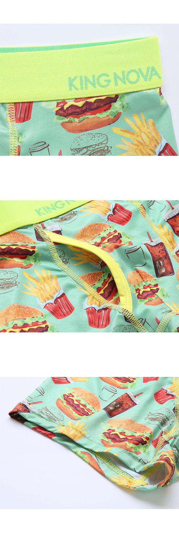 キングノバ ファストフード柄 ボクサーパンツ メンズ 前あき M L LL ストレッチ プリント 大きいサイズ 贈り物 ギフト KING NOVA