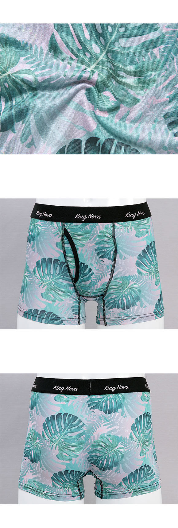キングノバ ボタニカル柄 ボクサーパンツ メンズ 前開き M L LL ストレッチ プリント 大きいサイズ 贈り物 ギフト KING NOVA