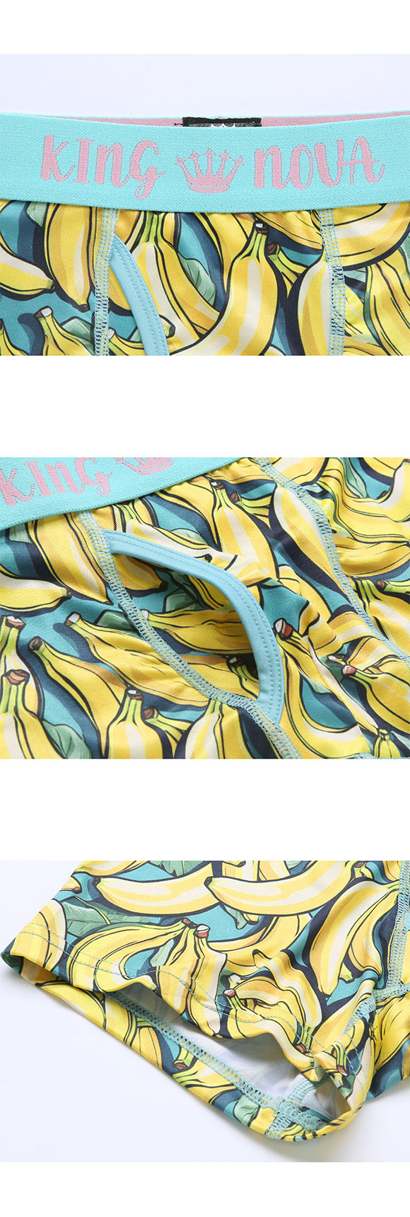 キングノバ バナナ柄 ボクサーパンツ メンズ 前あき M L LL ストレッチ プリント 大きいサイズ 贈り物 ギフト KING NOVA