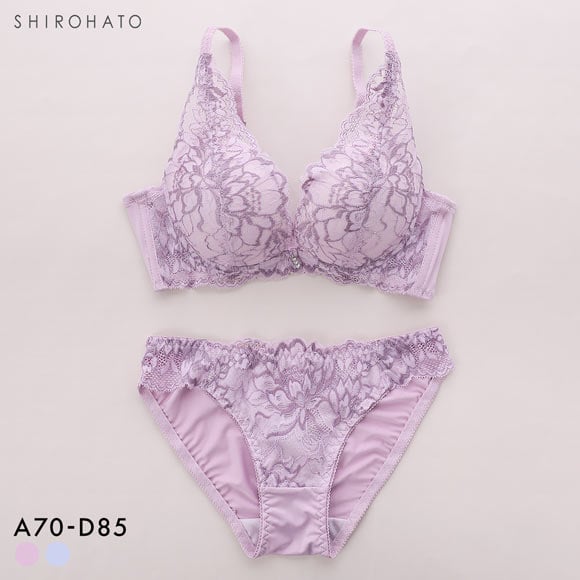 ルルモアナ 2浴レース ブラジャー ショーツ セット 脇高 フラワー 大きいサイズ LULUMOANA