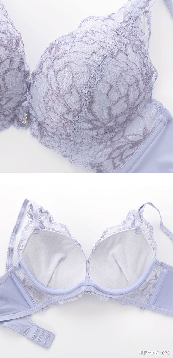ルルモアナ 2浴レース ブラジャー ショーツ セット 脇高 フラワー 大きいサイズ LULUMOANA