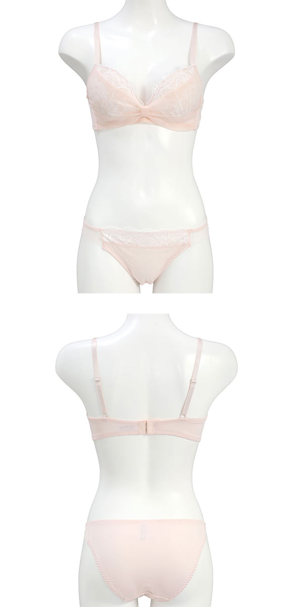 ルルモアナ ドット柄ハーフリボン ノンワイヤー ブラセット M L LL ブラジャー ショーツ セット ワイヤレス LULUMOANA 大きいサイズ