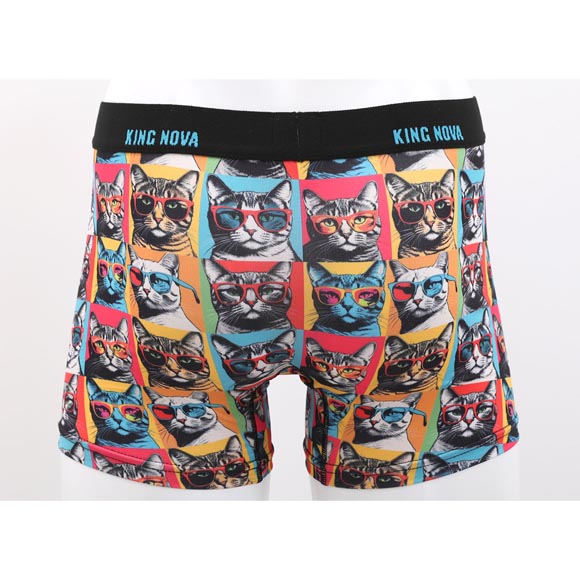 キングノバ ねこ柄 ボクサーパンツ メンズ 前あき M L LL ストレッチ プリント 大きいサイズ 贈り物 ギフト KING NOVA