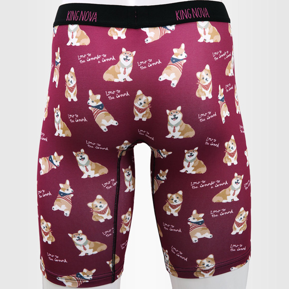キングノバ わんこ柄 5分丈 ロングボクサーパンツ メンズ 前あき M L LL ストレッチ 大きいサイズ KING NOVA