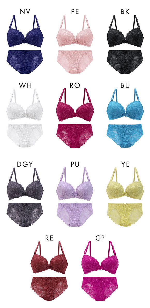 谷間 × ノンワイヤー シンプルレース ブラジャー ショーツ セット ワイヤレスブラ バックレース