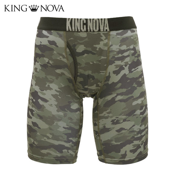 キングノバ 迷彩柄 5分丈 ロングボクサーパンツ メンズ 前あき 3L 4L ストレッチ 大きいサイズ KING NOVA