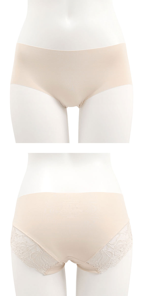 レディース シームレス ボクサー 無地 バックレース 単品