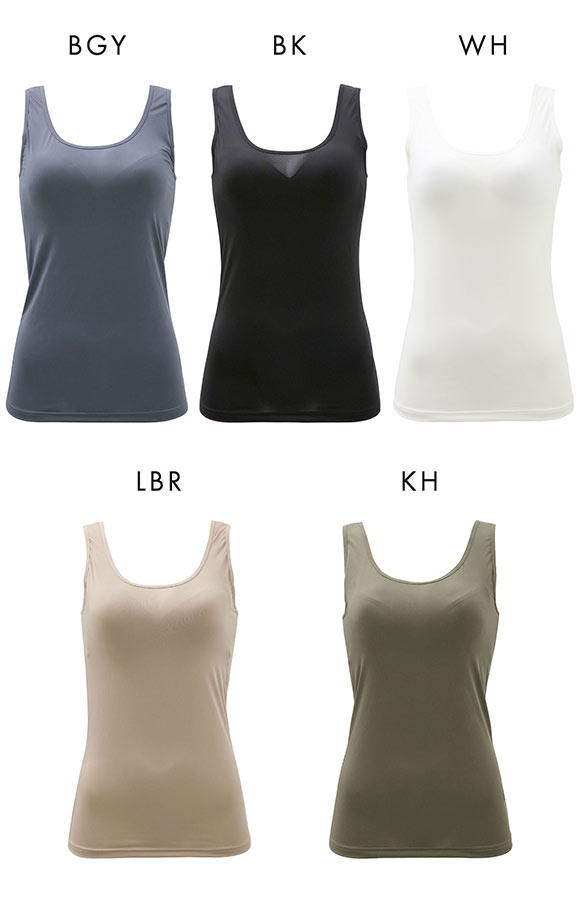 カップ内蔵 タンクトップ カップ付きインナー シンプル 無地 ベーシック レディース