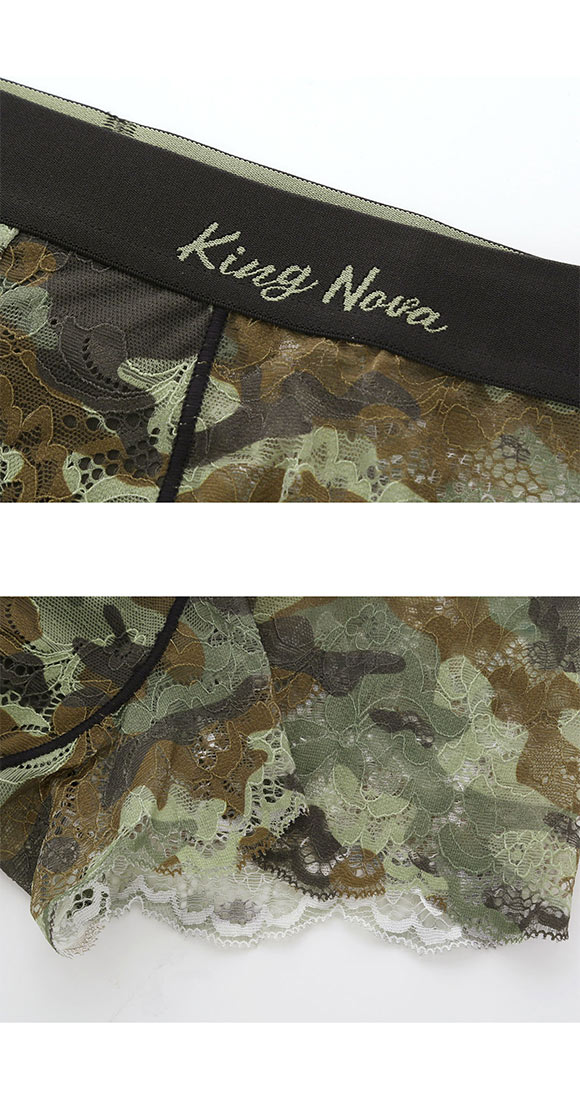 キングノバ KING NOVA 総レース メンズボクサーパンツ メンズ 迷彩柄 前閉じ