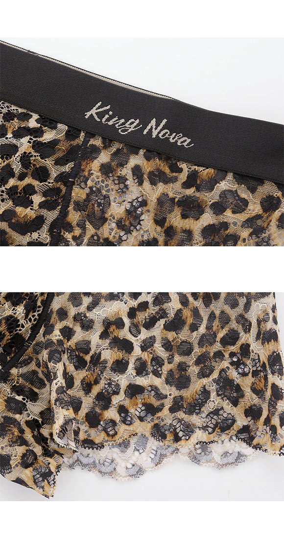 キングノバ KING NOVA 総レース メンズボクサーパンツ メンズ ヒョウ柄 前閉じ