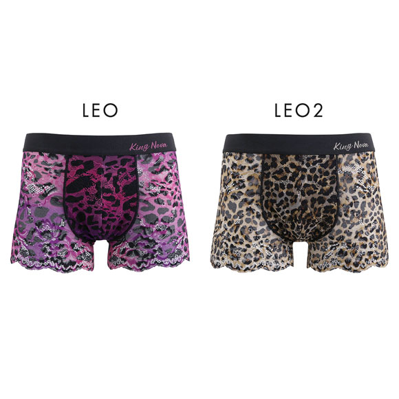 キングノバ KING NOVA 総レース メンズボクサーパンツ メンズ ヒョウ柄 前閉じ