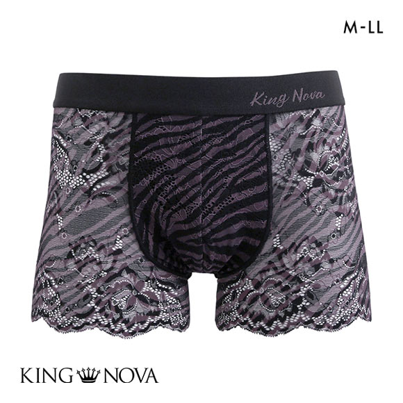 キングノバ KING NOVA 総レース メンズボクサーパンツ メンズ ゼブラ柄 前閉じ