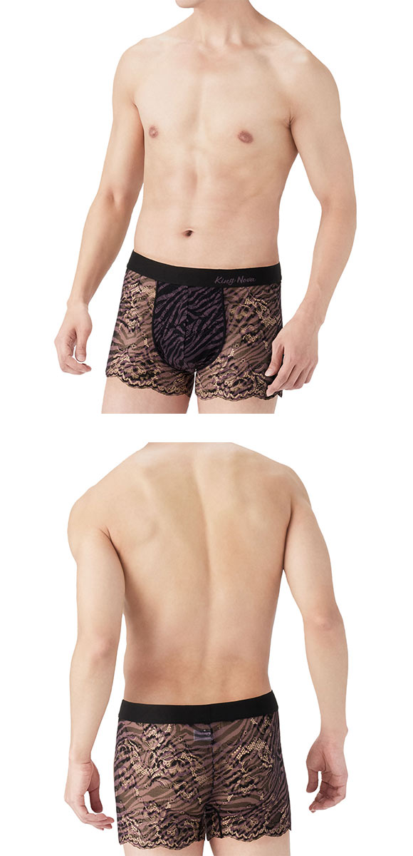 キングノバ KING NOVA 総レース メンズボクサーパンツ メンズ ゼブラ柄 前閉じ