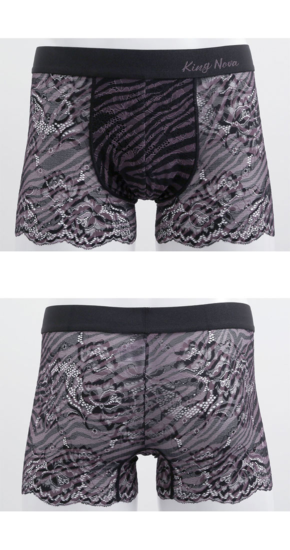 キングノバ KING NOVA 総レース メンズボクサーパンツ メンズ ゼブラ柄 前閉じ
