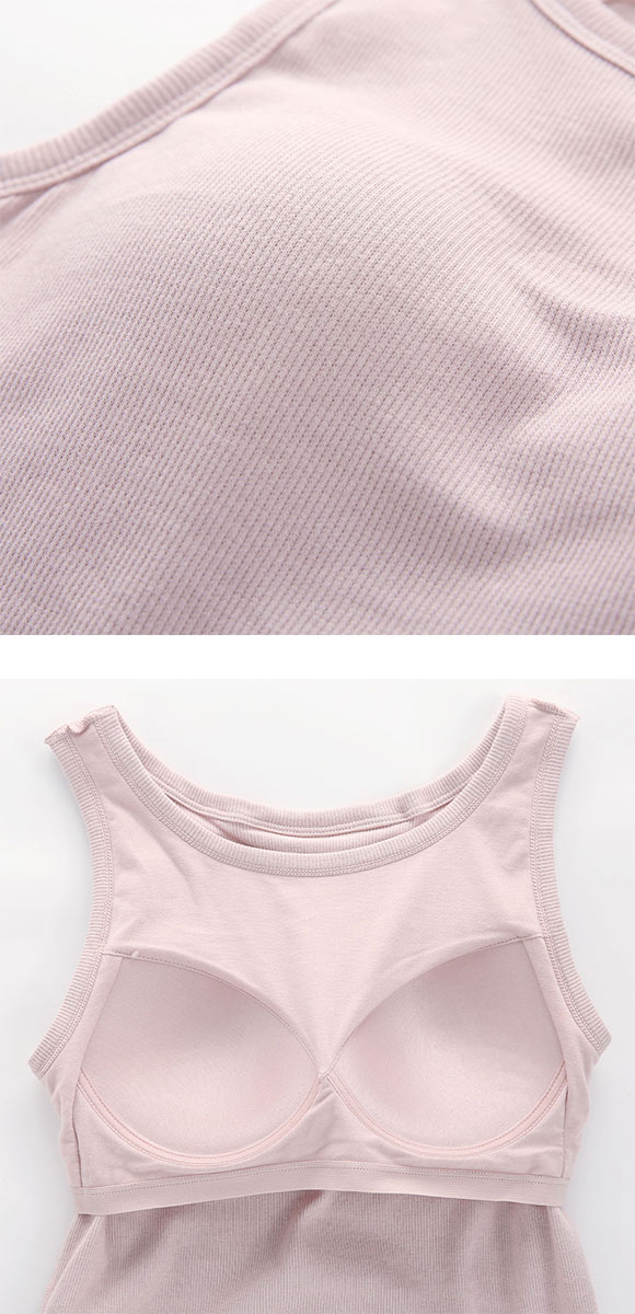 カップ内蔵 アメリカンスリーブ リブタンクトップ カップ付きインナー シンプル 無地 ベーシック レディース