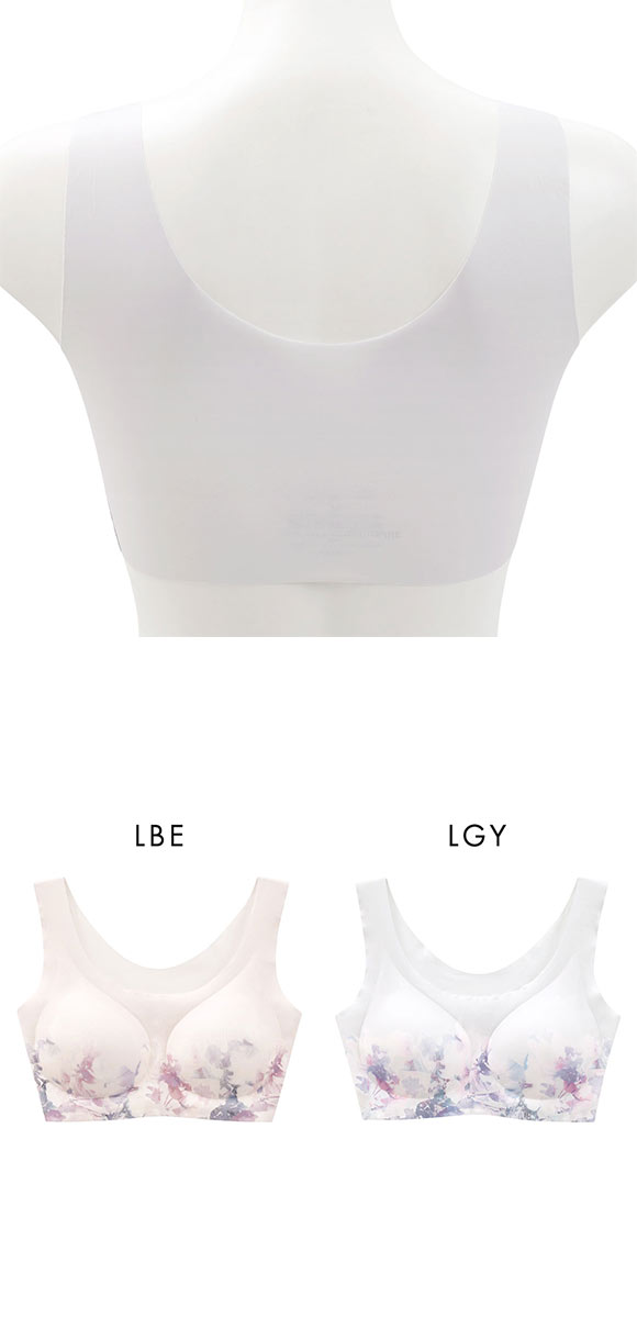縫い目がない フラワープリント シームレス ノンワイヤーブラ ヘム おやすみブラ スポーツブラ ワイヤレスブラ ナイトブラ