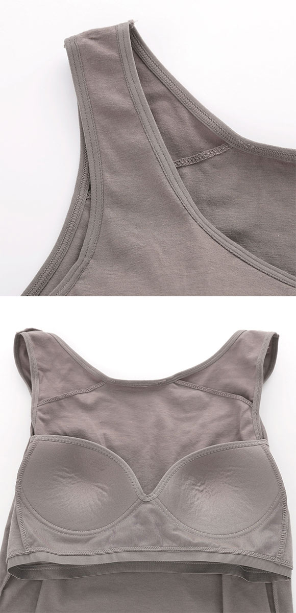 カップ内蔵 綿混 カップ付きタンクトップ ブラトップ M L LL シンプル 無地 新定番 ベーシック カップ内蔵 インナーウェア 快適