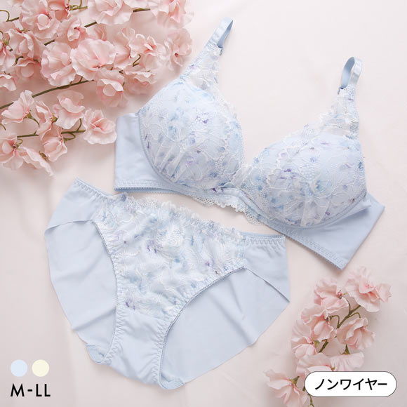 コロン様 ブラ＆ルナショーツセット ルルモアナ 脇高プリントレース ノンワイヤー ブラセット M L LL