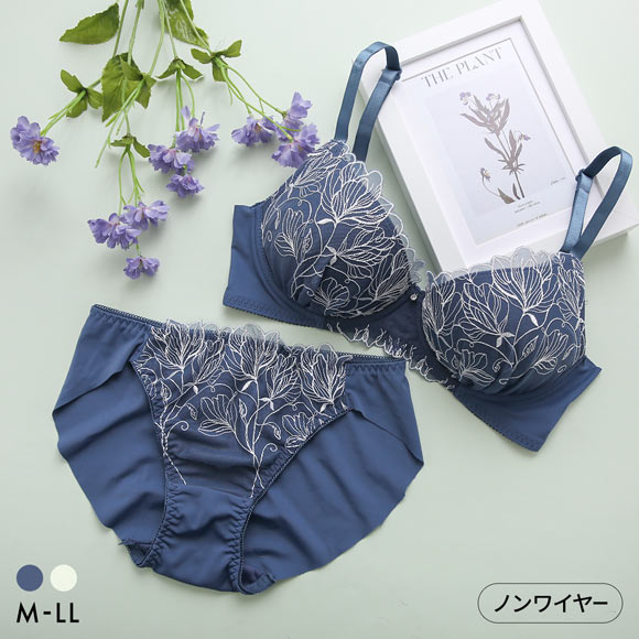 美品yosa ルルオンウェアセット　LL ルルモアナ 脇高フラワーレース ノンワイヤー ブラセット M L LL