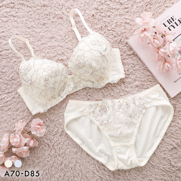 ルルモアナ 脇高花柄チュール ブラセット ABCD ブラジャー ショーツ セット 大きいサイズ LULUMOANA