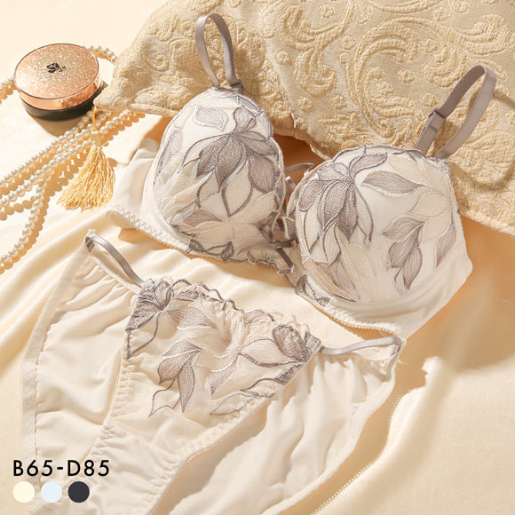 スパイシー 脇高 ブラジャー ショーツ セット 2色花柄チュール フロント編み上げ SPICY 大きいサイズ