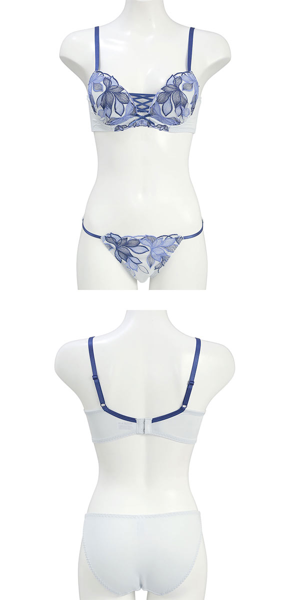 スパイシー 脇高 ブラジャー ショーツ セット 2色花柄チュール