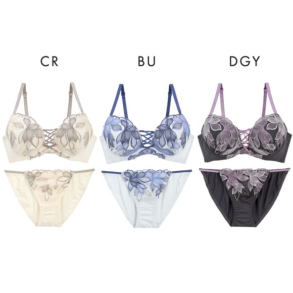スパイシー 脇高 ブラジャー ショーツ セット 2色花柄チュール フロント編み上げ SPICY 大きいサイズ