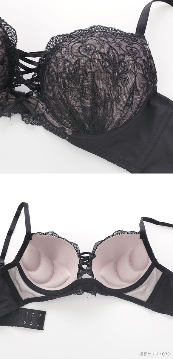 スパイシー 脇高 アラベスク×編み上げレースアップ ブラセット BCD65-85 ブラジャー ショーツ セット SPICY