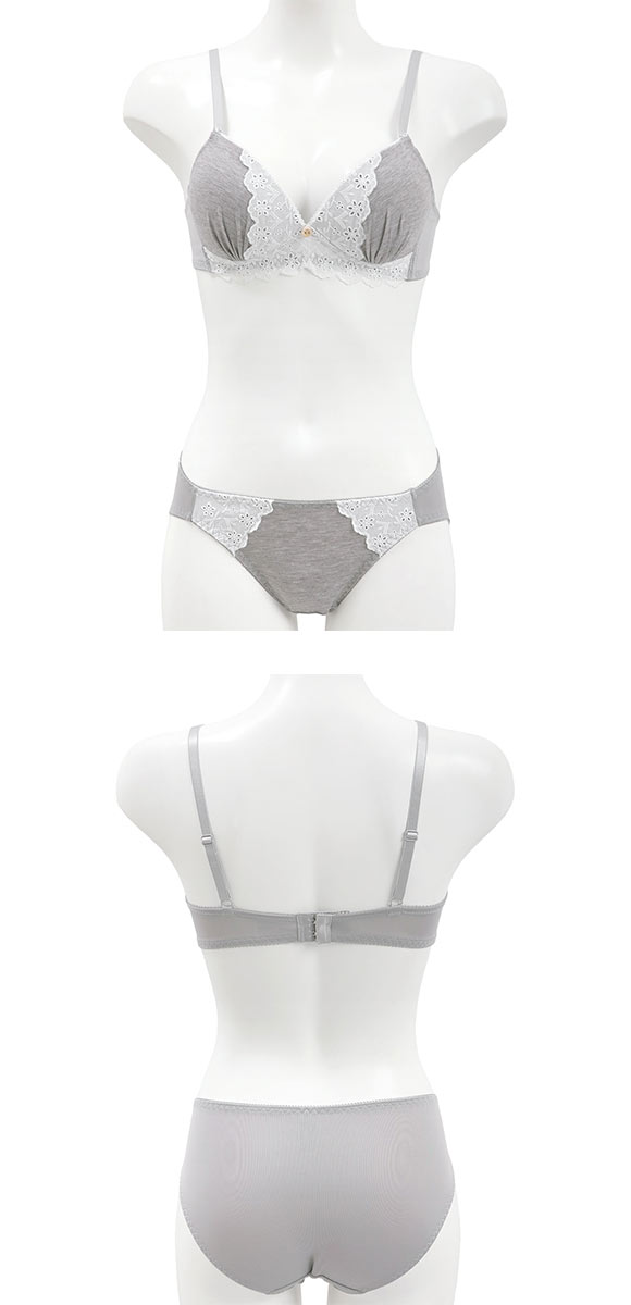 にゃちゅらるリラックス ボーラーコットンレース ノンワイヤー ブラセット M L LL ブラジャー ショーツ セット ワイヤレス 快適