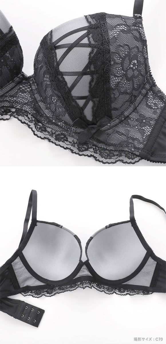 ジュリアンジュ 脇高 サテンレースアップ ブラセット BCD65-85 ブラジャー ショーツ セット 大きいサイズ Juliange