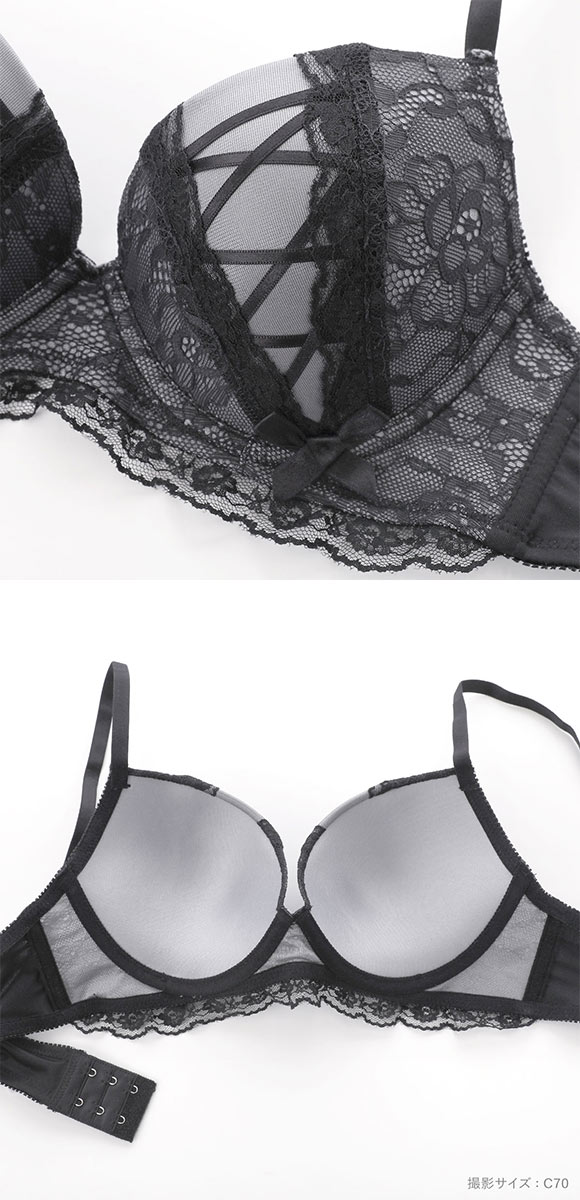 ジュリアンジュ 脇高 サテンレースアップ ブラセット BCD65-85 ブラジャー ショーツ セット 大きいサイズ Juliange