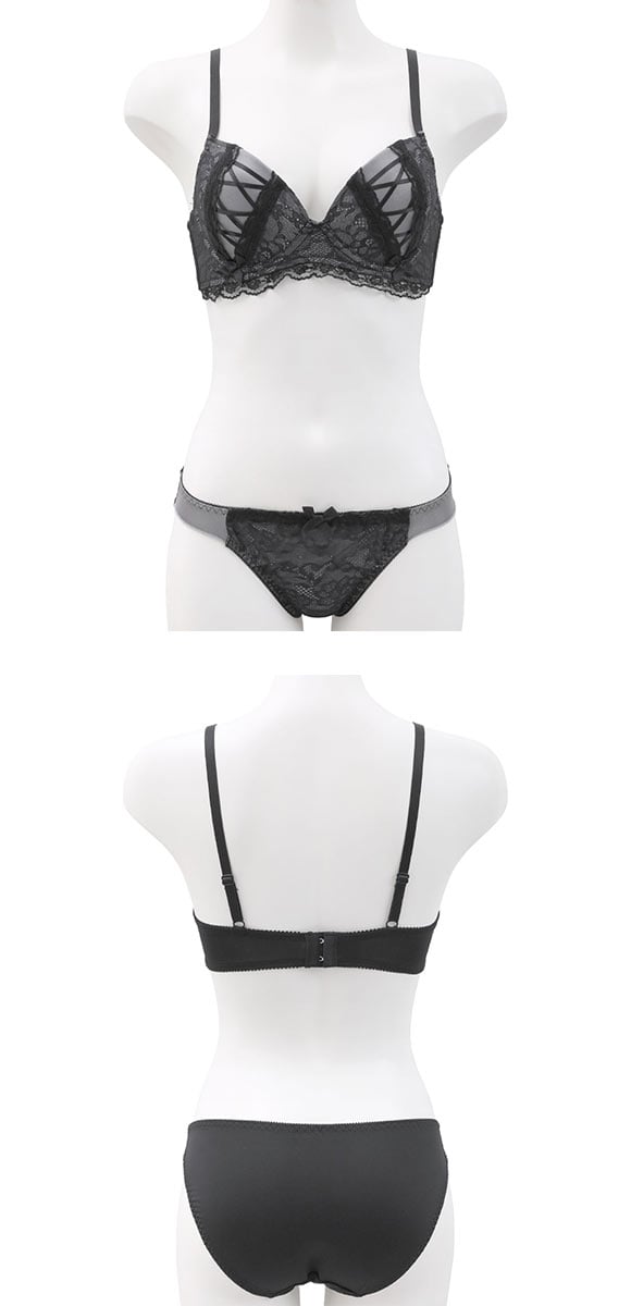 ジュリアンジュ 脇高 サテンレースアップ ブラセット BCD65-85 ブラジャー ショーツ セット 大きいサイズ Juliange