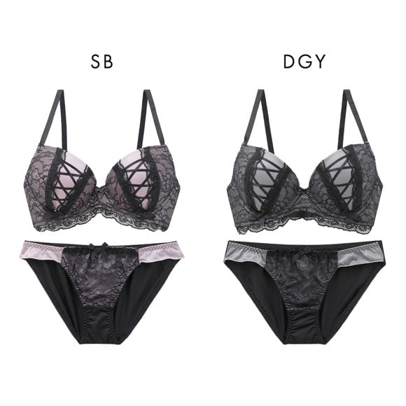 ジュリアンジュ 脇高 サテンレースアップ ブラセット BCD65-85 ブラジャー ショーツ セット 大きいサイズ Juliange