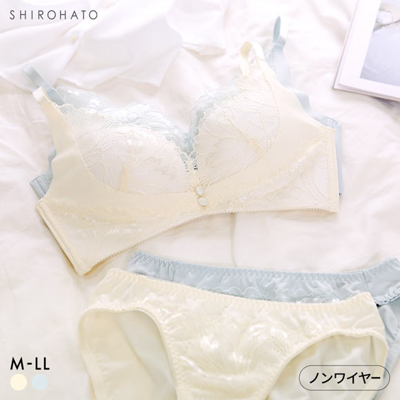 ふわっち 脇高ノンワイヤー ブラセット M L LL ヘム ブラジャー