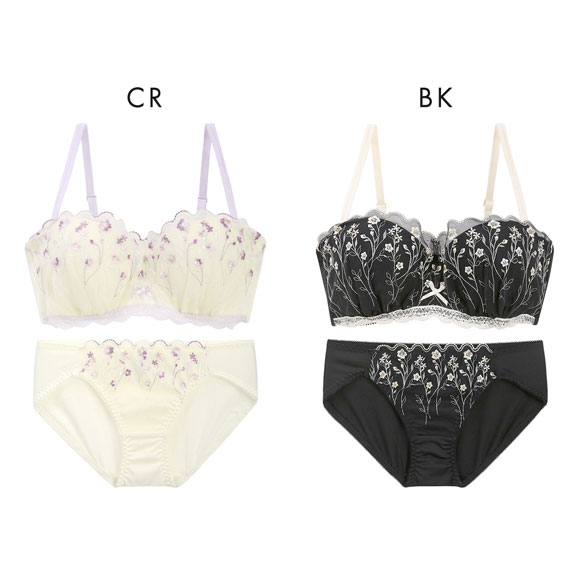 ピュアシェリ 小花チュール 1/2カップ ブラセット BCD65-75 谷間