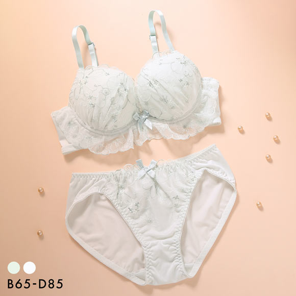 ジュリアンジェ 花柄マルチ柄 ブラセット BCD65-85 大きいサイズ 谷間 ブラジャー ショーツ セット 脇寄せ 盛り Juliange