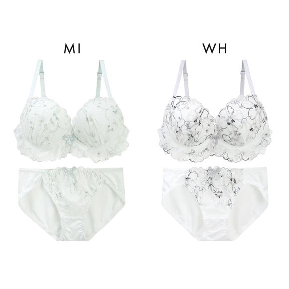 ジュリアンジェ 花柄マルチ柄 ブラセット BCD65-85 大きいサイズ 谷間 ブラジャー ショーツ セット 脇寄せ 盛り Juliange
