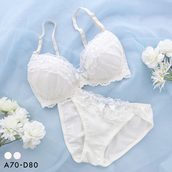 ピュアシェリ 花柄チュール×ハーフ ブラセット ABCD 谷間 盛り 脇寄せ