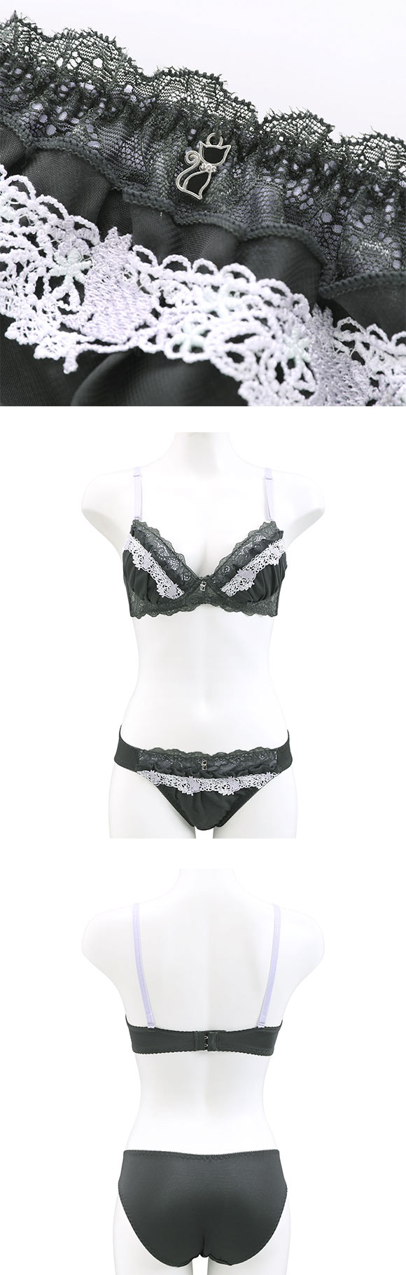 ルルモアナ ネコシフォン ノンワイヤー ブラセット M L LL ブラジャー ショーツ セット ワイヤレス LULUMOANA