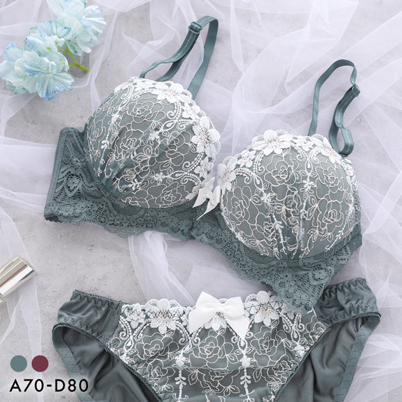 エクラ エレガンスフラワー ブラジャー ショーツ セット ABCD ECLAT