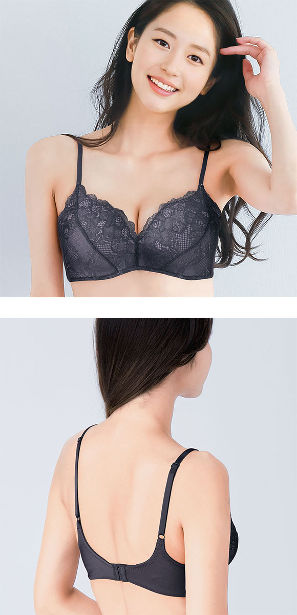 楽して美胸ができるブラ ノンワイヤー ブラジャー 脇高 ストレッチレース 単品