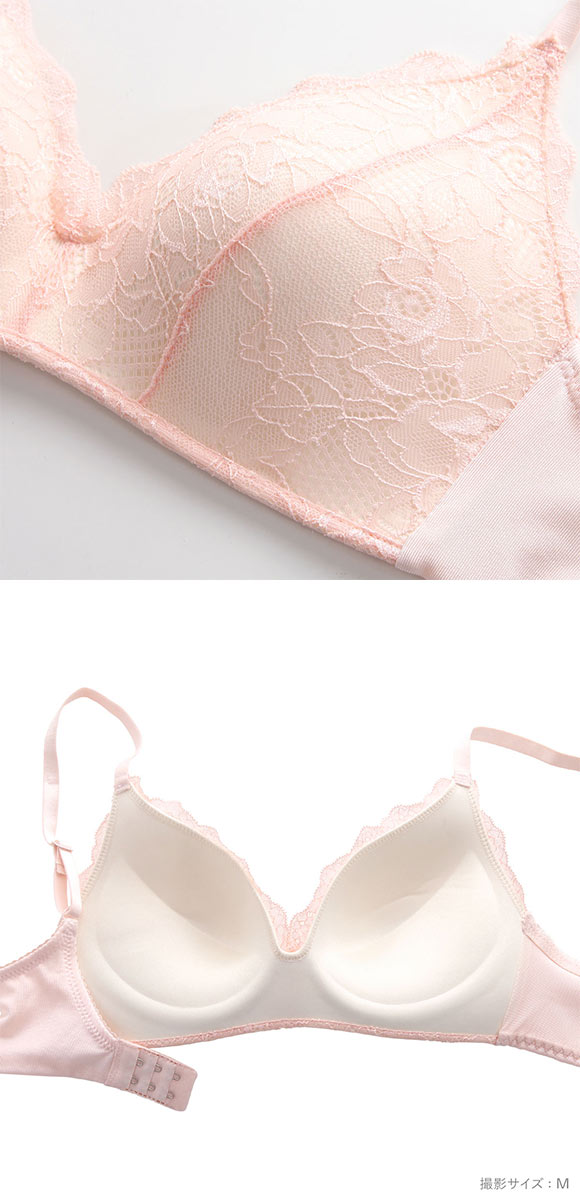 楽して美胸ができるブラ ノンワイヤー ブラジャー 脇高 ストレッチレース 単品