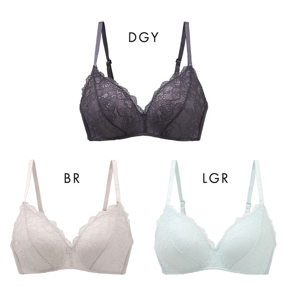 楽して美胸ができるブラ ノンワイヤー ブラジャー 脇高 ストレッチレース 単品