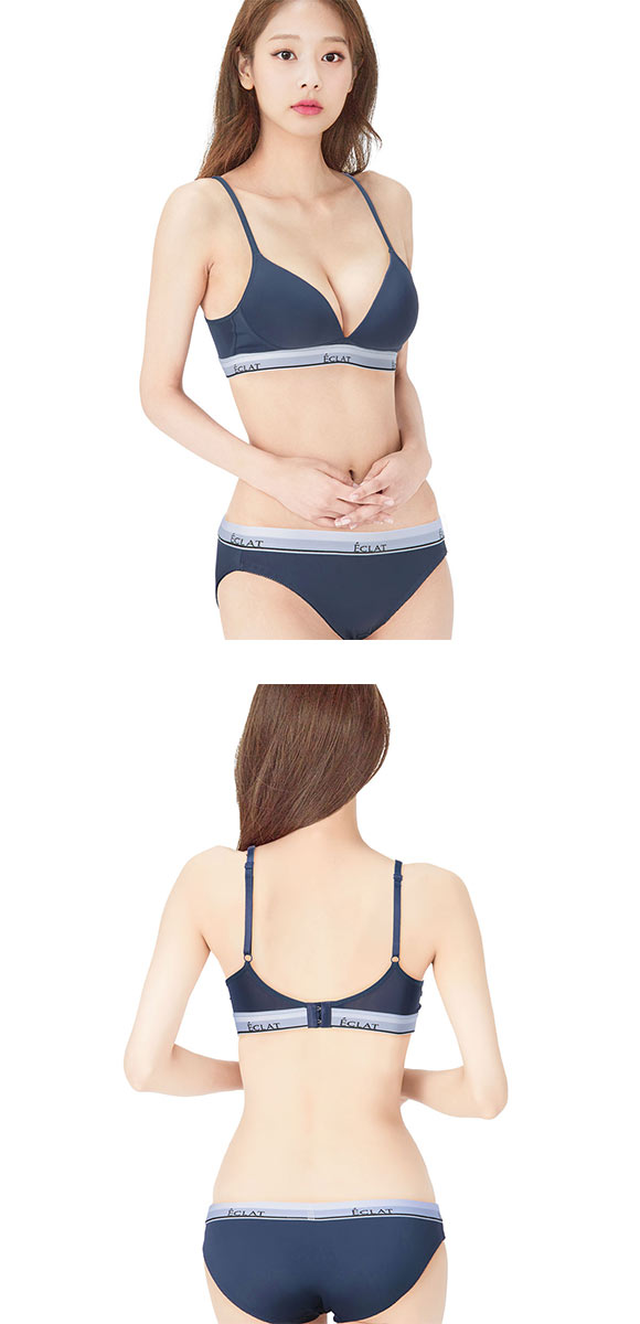 エクラ ECLAT ノンワイヤー ブラジャー ショーツペアセット スポブラ