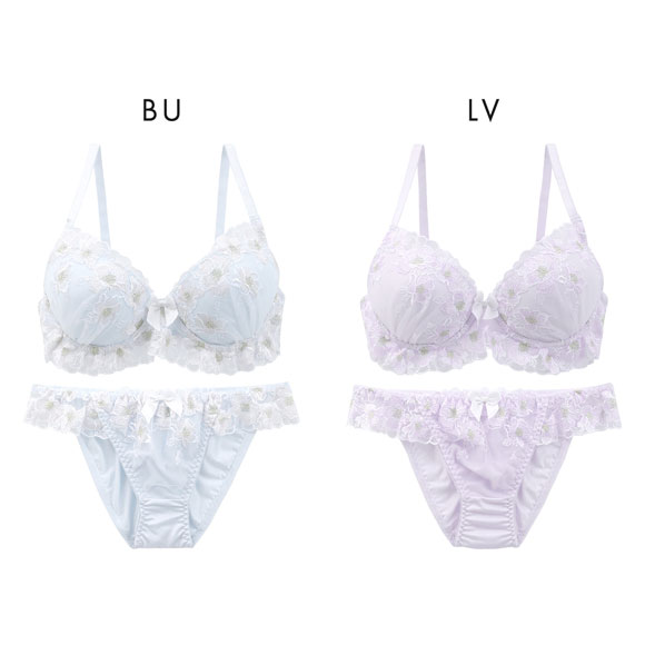 ピュアシェリ ブラジャー ショーツ セット 脇高 ラメフラワー PURECHERIE