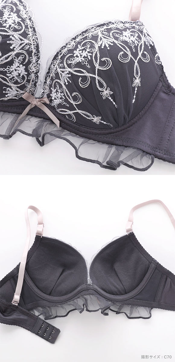 ピュアシェリ ブラジャー ショーツ セット 脇高 ラメチュール アンダーフリル PURECHERIE