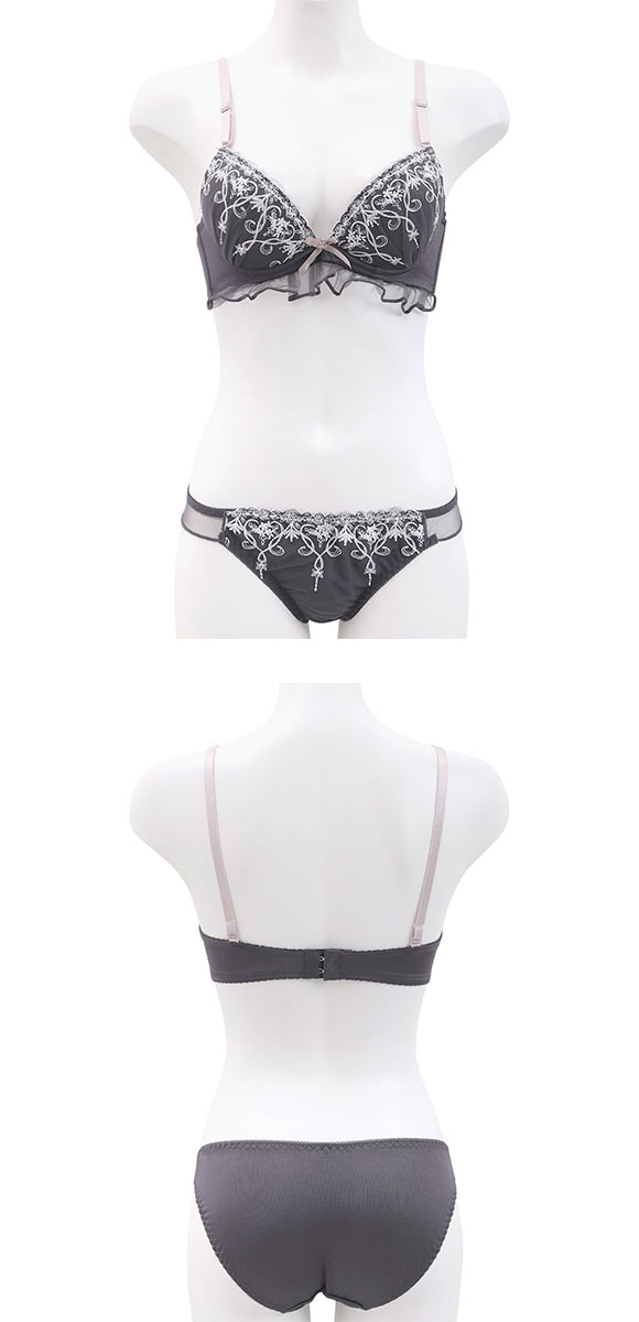 ピュアシェリ ブラジャー ショーツ セット 脇高 ラメチュール アンダーフリル PURECHERIE