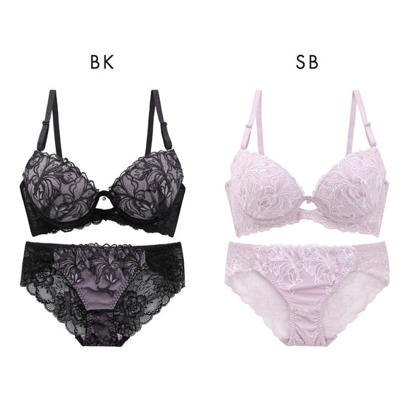 エクラ ブラジャー ショーツ セット 脇高 チュールレース ECLAT